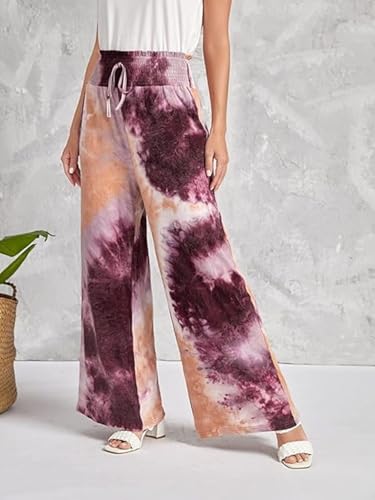 Leriya Fashion Women's Plazzo Lightweight Athletic Tapered Lounge Plazzo For Workout Yoga Running With Pockets (Large, Purple)