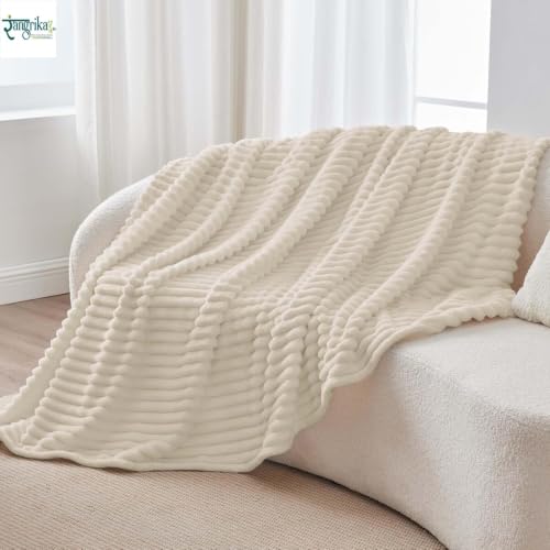 Image of Rangrika.in Ultra Soft Bed Blanket, Premium Flannel Fleece Plush Throw, Ribbed Texture Mink Touch, Lightweight Warm Cozy AC & Mild Winter Use, Machine Washable