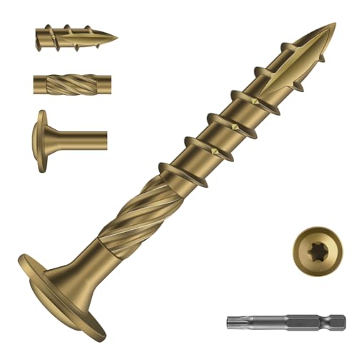 Image of #14 x 2 Inch Lag Screws (57Pcs) 1lb. Structural Wood Screw, Bronze, Carbon Steel, Washer Head, Rust Resistant epoxy Coated, T30 Star Bit