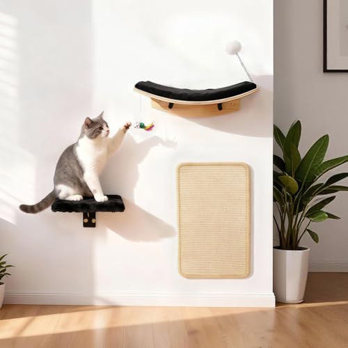 Sistema de muebles de pared para gatos, 5 piezas miniatura 2