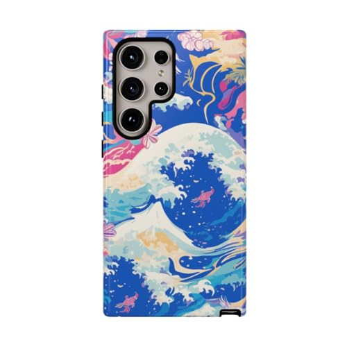 Coque Samsung S24 Ultra vagues de l'océan colorées motif floral antichoc