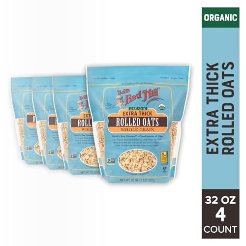 Image of Bob's Red Mill Organic Thick Rolled Oats, 32oz (4 Pack)