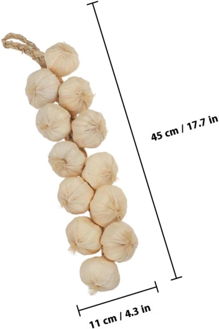 4 Pieces Hanging Fake Garlic Strings Simulation Foam Vegetable Models White Farmhouse Kitchen Wall Decorations for Home Decor and Photography Props