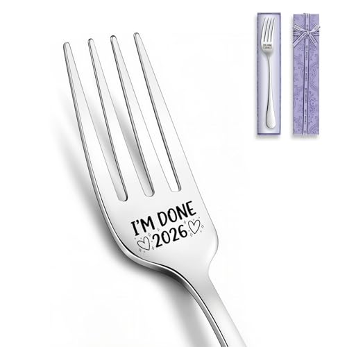 I'm Done 2026 Stainless Steel Sala Dinner Fork, Retirement Spoon