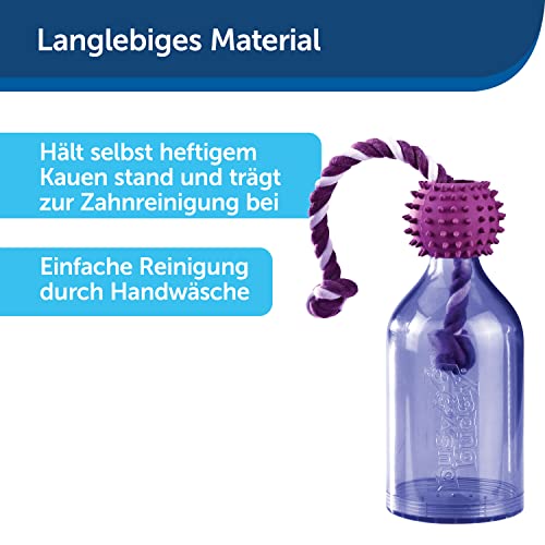 PetSafe Busy Buddy Tug-a-Jug Hundespielzeug, Snackspender mit Seil, Beschäftigung und Gewichtskontrolle, Größe M/L