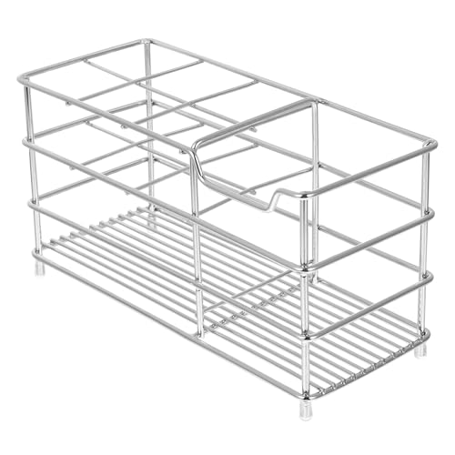 HOLIDYOYO ステンレス製歯ブラシラック 多機能浴室オーガナイザー 歯磨き粉 カップ収納 水切り設計 乾燥保持 スロット歯ブラシホルダー