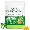 Cápsulas de aceite de orégano, aceite de orégano 120 cápsulas blandas 2 en 1 6000 mg con aceite de semilla negra orgánico 200 mg y 165 mg de carvacrol | Prensado en frío |Apoyo al sistema inmunológico