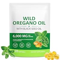 Oregano Öl Kapseln, Oreganoöl 120 Softgels 2-in-1 6000 mg mit Bio Schwarzkümmelöl 200 mg & 165 mg Carvacrol | Kaltgepresst, vegan & gentechnikfrei | Unterstützung von Immunsystem,Verdauung & Atemwegen
