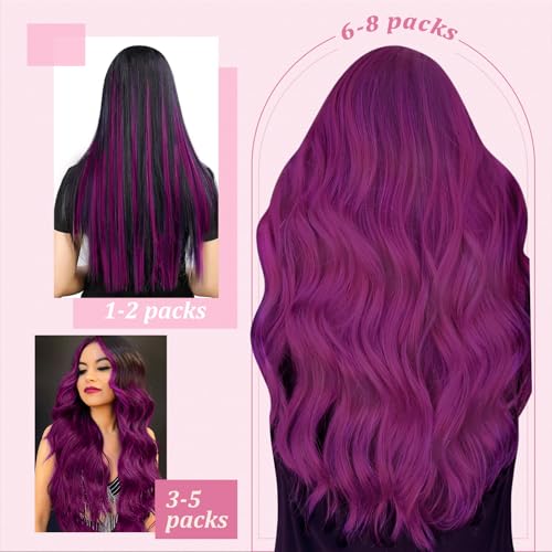 Image of YoungSee I Tip Extensions 20 Inch, Purple Itip Human Hair Extensions Purple, Cold Fusion, Itips Extension, Remy Hair, 25 Strands 25g, for Photo Shoots