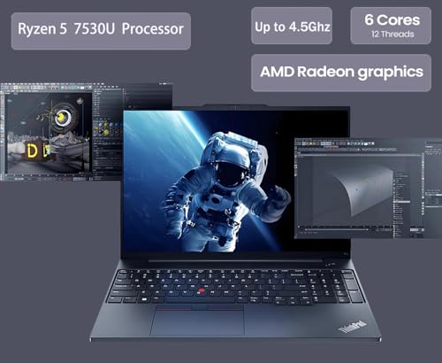 Image of Lenovo ThinkPad E16 Business Laptop, 16 inch WUXGA Anti-Glare Display, AMD Ryzen 5 7530U(> i7-1165G7,Up to 4.5GHz), 40GB RAM, 2TB SSD, Fingerprint, Backlit, Wi-Fi 6, Windows 11 Home,RJ-45,with 5 in 1 Hub