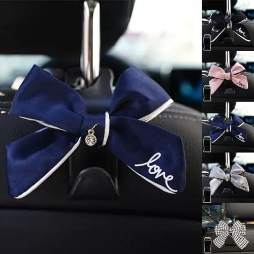 Fiegcit 4個車用フック 漫画 かわいいリボン 車用バックフック 雑貨 かわいい後部配置ツール インテリアアクセサリー P0s4 (E)