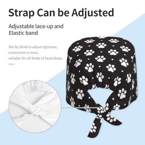 Image of Working Cap Scrub Cap with Sweatband Adjustable Unisex Women Tie Back Hat Nurse Surgical Caps