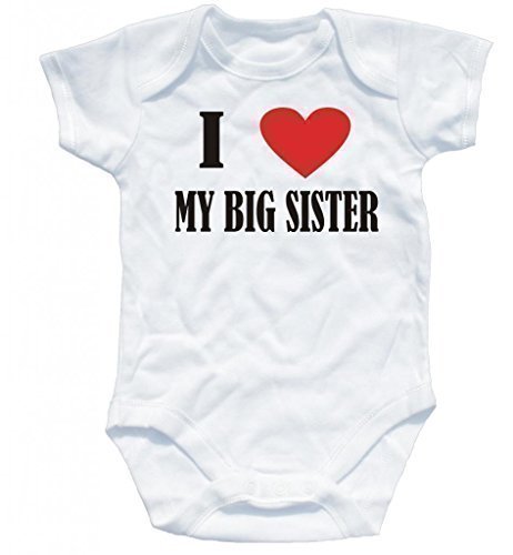Naughtees clothing - I love my Big Sister white 0-3 months babygrow
