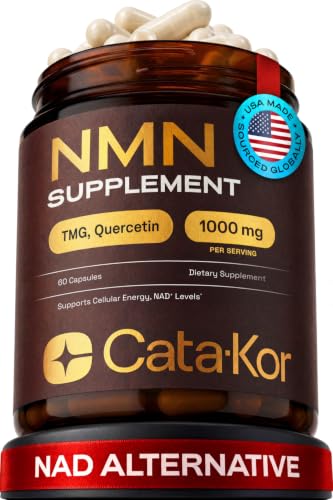 Cata-Kor Nmn Supplement Review: 4-in-1 Nad Boost 1 Cata-Kor NMN Supplement – 4-in-1 NAD Supplement with Quercetin | TMG | Resveratrol – NMNH Alternative – Supports Cellular Energy & NAD+ Level – 60 Capsules – Third-Party Tested (1 Pack)