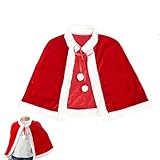 PacuM 52CM Cape Noel Père Rouge Deguisement Mere Noel Femme Hommes Velours Doré Cape Fem...