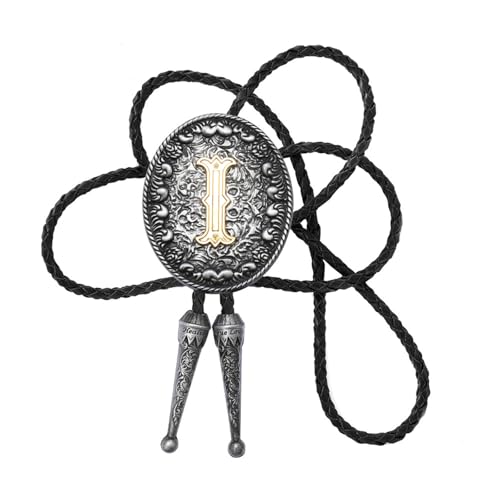 Western Braided Leather Rope Bolotie Necktie With Metal Initial Letter Pendant For Men Women Parties And Casual Wear Men's Fashion Accessory