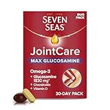 Seven Seas JointCare MAX GLUCOSAMINE With Omega-3, Glucosamine, Chondroitin, Vitamins C and D, Manganese and Zinc, Food Supplements, 30-Day Pack