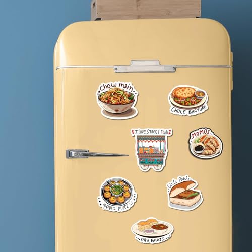 Image of Capio Art MDF Wooden Street Food Theme Fridge Magnets | Trendy Aesthetic Multipurpose Door & Office Magnets | Designer Decorative Magnet | Multicolour, Sleek & Durable Design (Pack of 7)