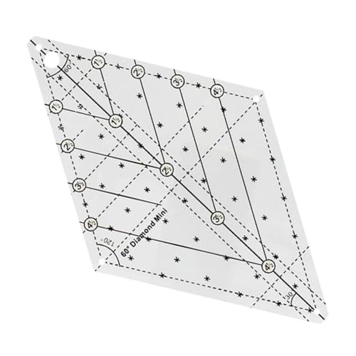 60 Degree Diamond Ruler Quilting Template Free Quilting Templates Patchwork Ruler Diamond Shape Templates Transparent Patchwork Sewing Cutting Craft Ruler DIY Tools (L)