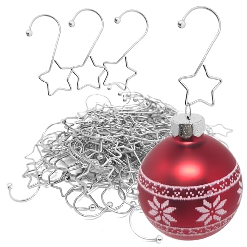 com-four® 100x Premium Aufhänger in Sternform für Christbaumkugeln -...