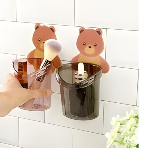 Image of Boniry Plastic Toothbrush Holders for Bathroom - Durable and Sturdy Brush Holder, Multipurpose Brush Holder for Bathroom Wall - Perfect for Home Use 3 Pcs (Multicolor)