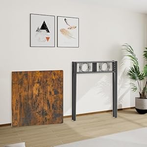 JOIN IRON Folding Dining Table for 4 People, Dining Table with Removable Panels, no Installation Required, Kitchen Dining Table for Small Spaces (Brown) Metal Legs JOIN IRON Folding Dining Table for 4 People Dining Table with Removable Panels no Installation Required Kitchen Dining Table for Small Spaces Brown Metal Legs