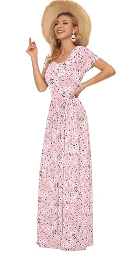 Image of AUSELILY Women's Classic Short Sleeve Loose Plain Casual Long Maxi Dresses for Women 2026