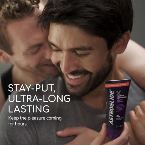 Image of Astroglide Silicone Lube (3oz), X Premium Gel Personal Lubricant for Vaginal and Anal Sex, No Drip Stay-Put, Lube for Men, Women and Couples, Waterproof-for Water Play (Pack of 2)