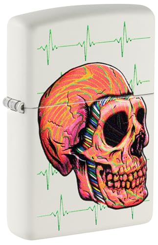 Image of Zippo Cyber Skull Windproof Lighter - Futuristic Bionic Skull Design, Color Image on Black Matte, Refillable, (BIS Certifed)