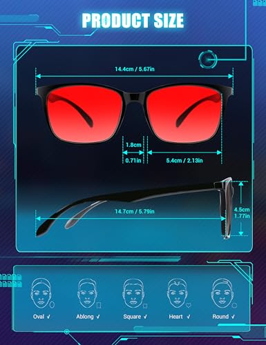 TIJN Sleep Glasses for 99.9% Blue Green Light Blocking Dual AR Coatings Red Lens for Computer Gaming Reduce Eyestrain, TR90