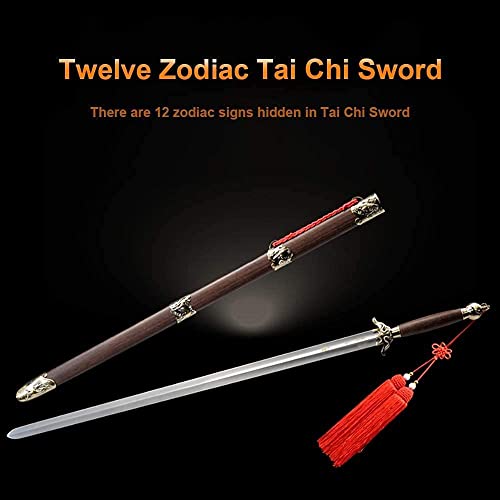 Shen Guanglong 3# Zodiac Tai Chi Sword, Chinese Practical Hand Forged Stainless Steel Sword With Sword Bag & Tassel, Crafted For Both Amateurs And Professionals, Unsharpened Blade #TOP2
