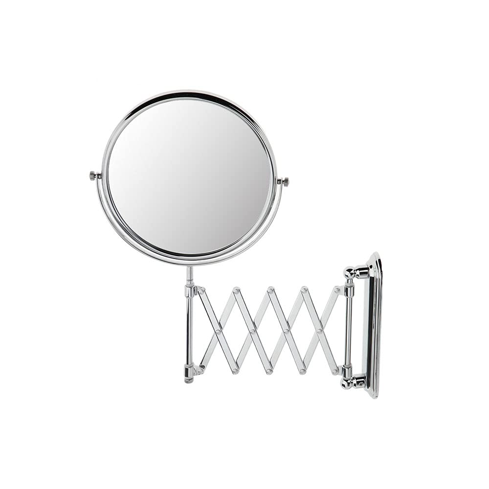 Miroir de Maquillage Pivotant à Fixation Murale avec Zoom 3X et Bras Métallique Extensible