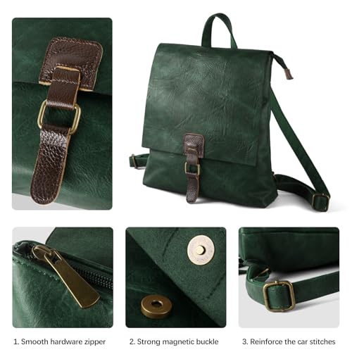 Image of Women's Fashion Backpack Purse Multipurpose Design Convertible Satchel Handbags Shoulder Bag Travel bag (Green)