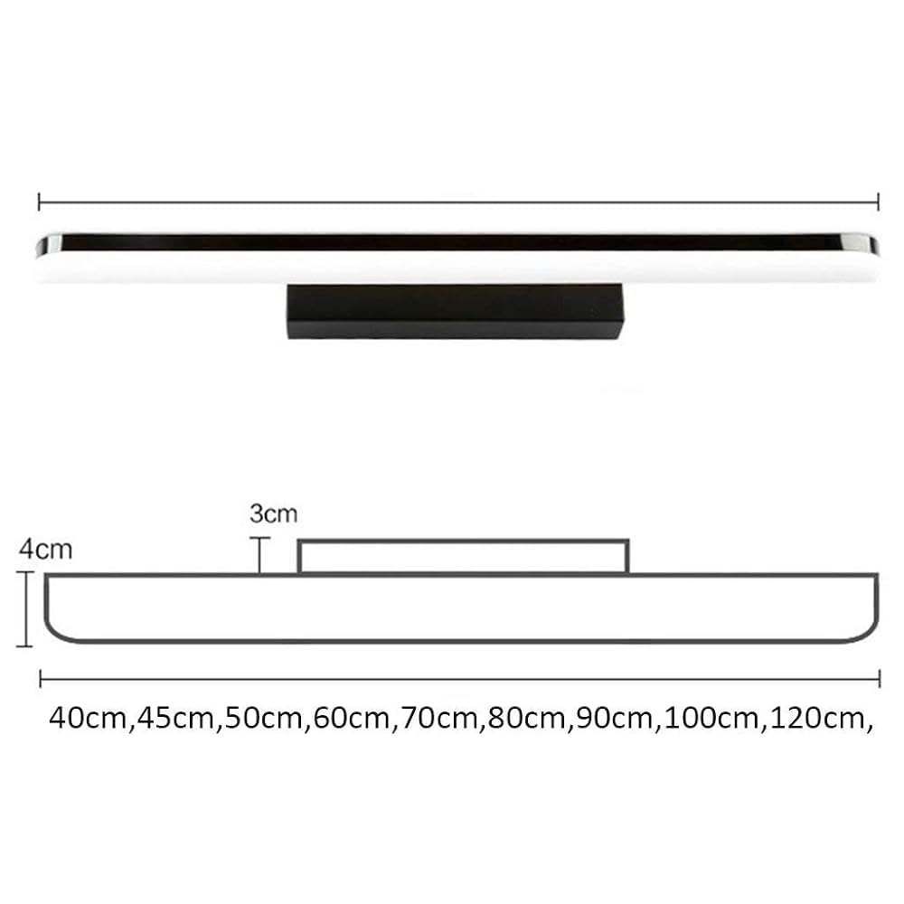 Lámparas de Espejo de Baño Lámparas Delanteras, Led Impermeable Anti-Niebla Baño de Baño Mirador Espejo Luz de Inodoro Iluminación de Iluminación de Pared/White Light 15W/80Cm