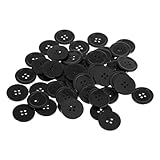 SAFIGLE 50 Schwarze Runde Knöpfe aus Widerstandsfähigem Kunstharz 25mm 4 Loch Nähknöpfe zum Annähen für Pullover Anzüge Selbstgemacht Bastelarbeiten