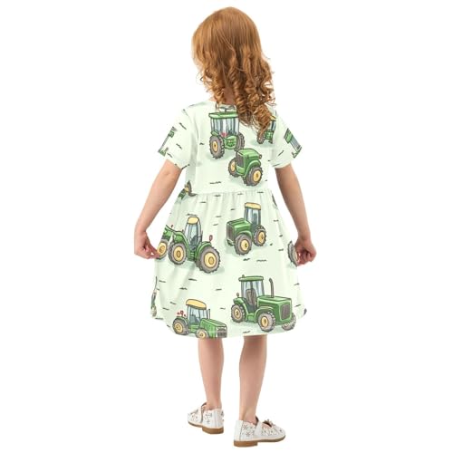 Boccsty Green Tractors Trucks Baby Girls Dress Kids Toddler Sundress Party Summer Dresses 2T3