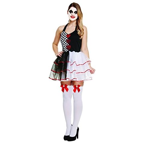 ADULT JESTER EVIL FEMALE COSTUME Ladies Fancy Dress Harlequin Clown Halloween by Lizzy® Cover