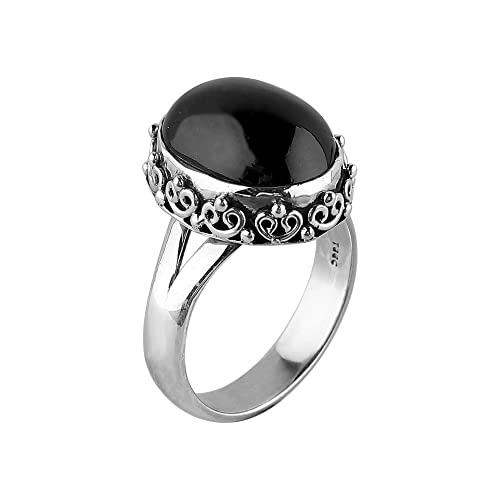 Black Star Gemstone Ring, Solid 925 Sterling Silver Statement Prong Ring, Handmade Ring For Women, Birthstone, Promise Minimalist Bridal Designer Ring, Christmas Day Gift (Us - 7) #TOP25