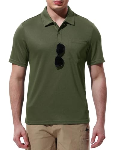 Image of Rdruko Men's Polo Shirts Short Sleeve Quick Dry Outdoor Golf Sports Shirts with Pocket