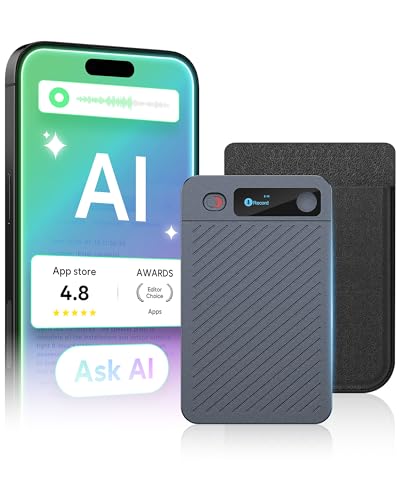 AI Voice Recorder, 64GB Note Taking Device w/Magnetic Case, App