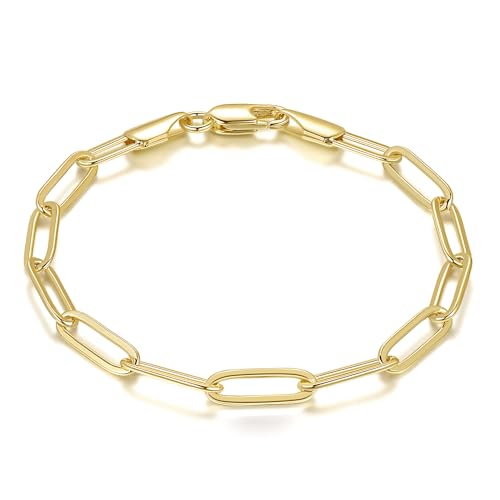 MELELIFE 14K Gold Bracelets for Women Non Tarnish Bracelet for Men Paperclip Gold Chain Bracelets 5 Sizes 6.5in-9in Excellent for Stacking and Present