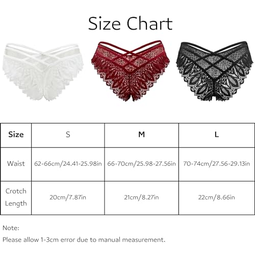 Culotte Sexy en Dentelle pour Femme, sous-Vêtements Bikini Slips Croisés Culotte Coquine Respirante Lingerie String – Image 8