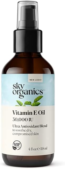 Organic Vitamin E Oil 36,000 IU by Sky Organics (118 ml) Vitamin E Oil - Moisturizing Treatment Oil with Jojoba & Rosehip for Scars & Stretch Marks