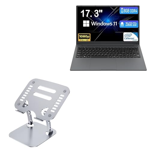 BoxWave Stand and Mount Compatible with MTWZMM MTL1732N Laptop (17.3 in) - Executive VersaView Laptop Stand, Ergonomic Adjustable Viewing Angle Metallic Riser - Metallic Silver