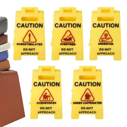 Miniskrivbord varningsskylt | Miniatyr varning dekorativa föremål – 3D-tryckt skrivbordsdekoration för kollegor anställda kontor män kvinnor Coll