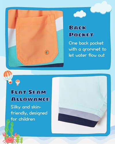 Image of SURF CUZ Boys Swim Trunks with Boxer Brief Liner Toddler Boy Stretch Swimsuit Shorts Quick Dry Swimming Trunks Bathing Suit