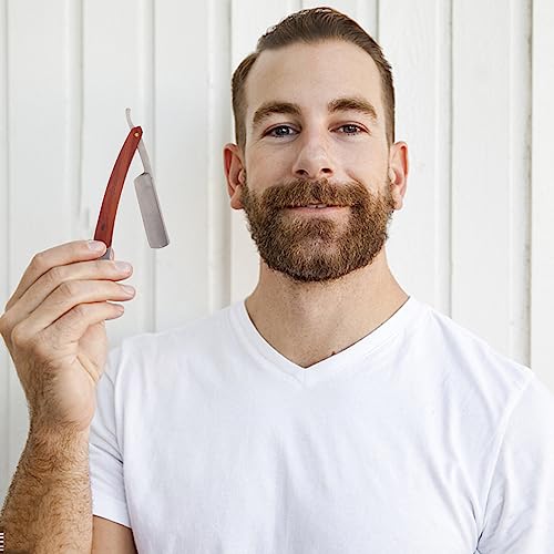 Straight Razor, Professional Barber Razor For Men, With Razor Mustache Wood Steel Shaving Carbon Beard Stubble Manual Razor For Home & Salon Grooming Using #TOP6