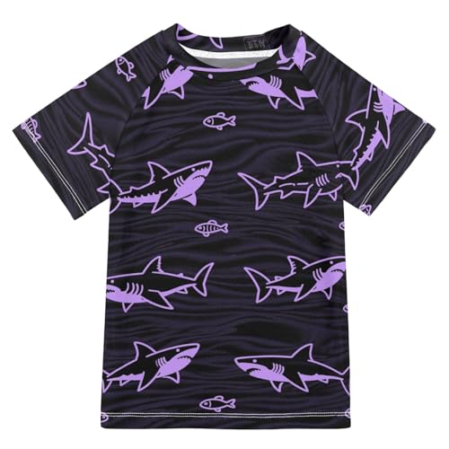 Animal Shark Wave Pattern Purple Short Sleeve Bathing Suit Kids Swimsuits Girls Rash Guard Swimsuit for 3-12 Years Traje de bano para nino