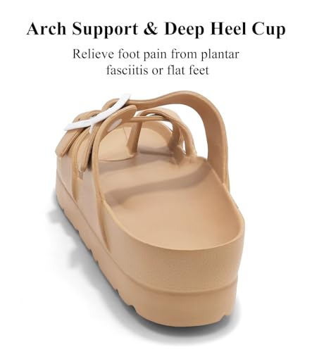 Image of Haifago Women's Platform Sandals with Arch Support, Summer Beach Slides Adjustable Buckle Comfortable Lightweight EVA Slip on Slide