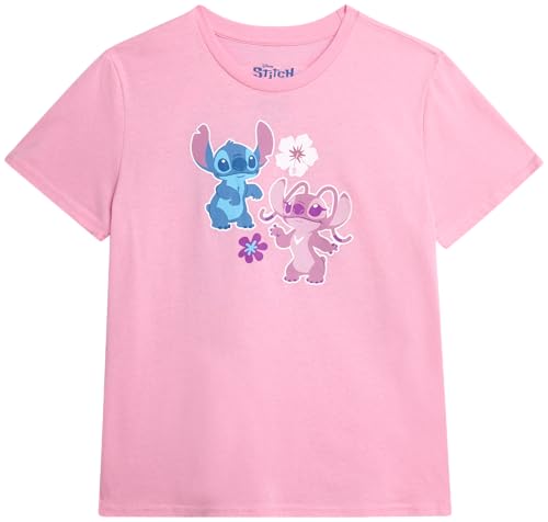 Image of Disney Girls Minnie Mouse and Lilo Cotton Blend Crew Neck Graphic T-Shirt